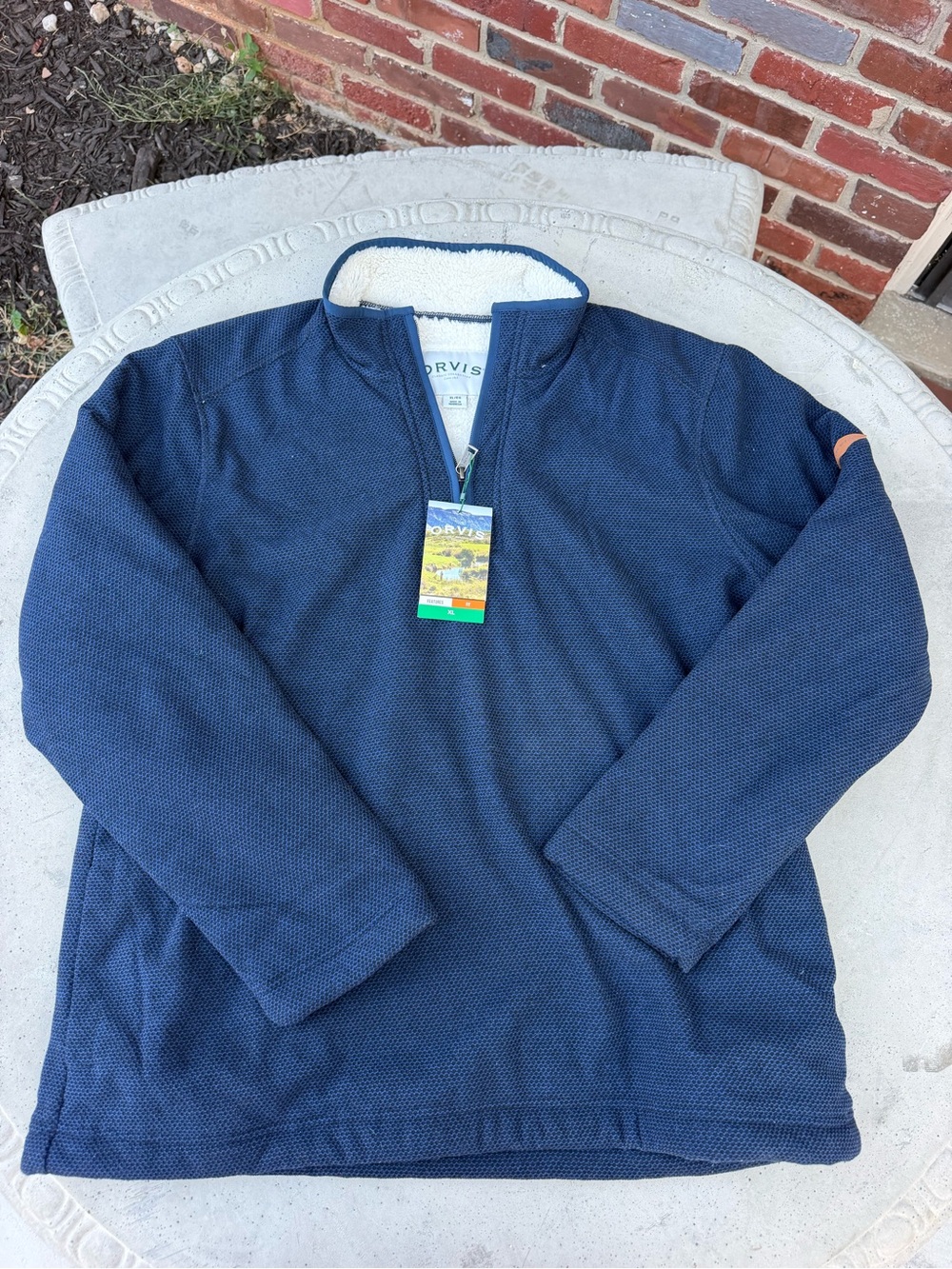NWT Orvis Men’s Navy Sherpa-Lined Quarter-Zip Pullover